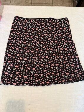 Free people Floral Pink and Black A-Line Mini Skirt size 10